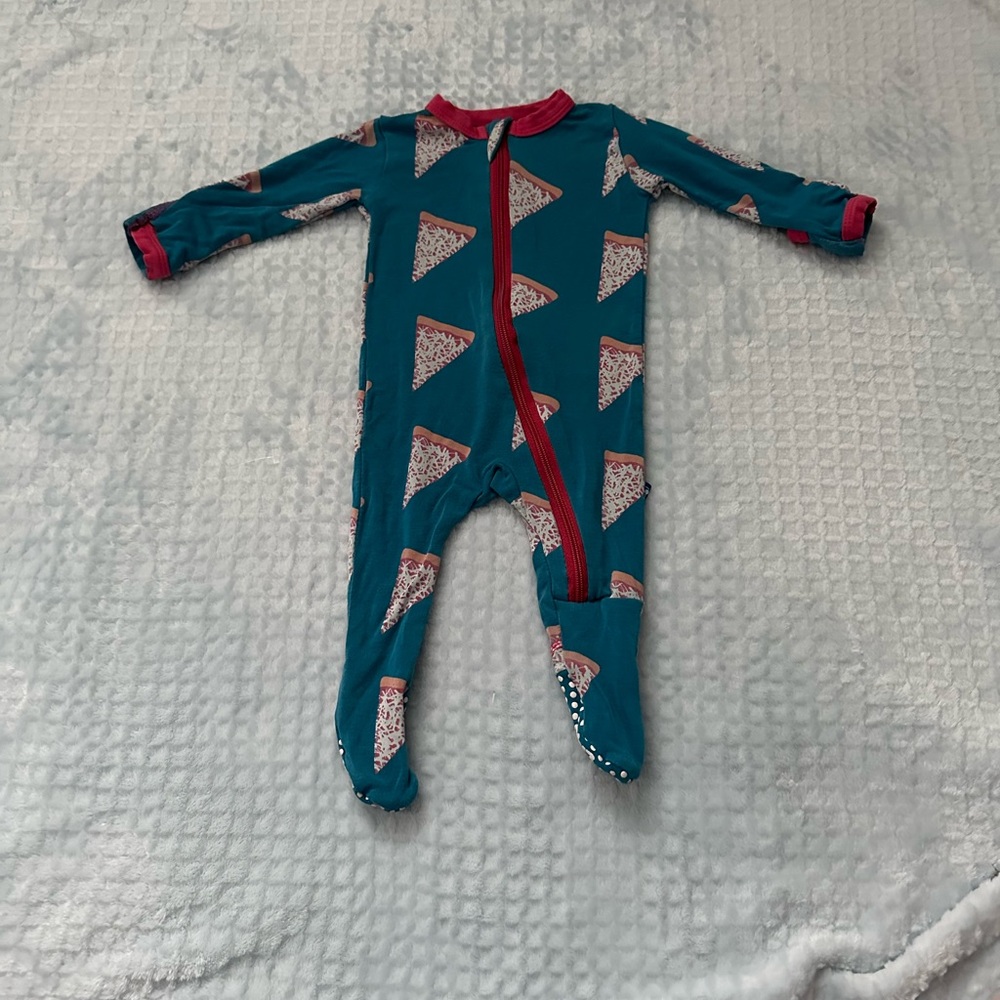 Kickee Pants Bamboo Pizza Footie Zippy Sleeper Newborn Like New